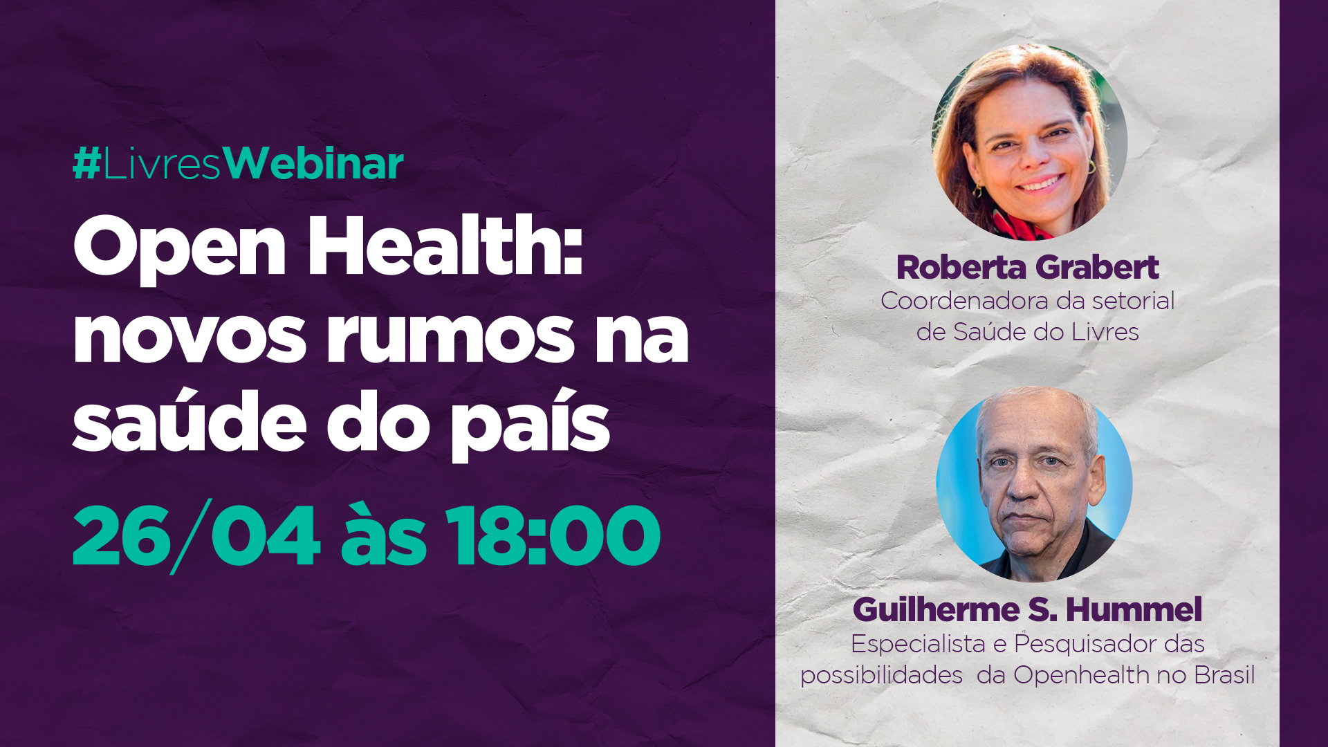 Open Health é tema de webinar da setorial de Saúde do Livres